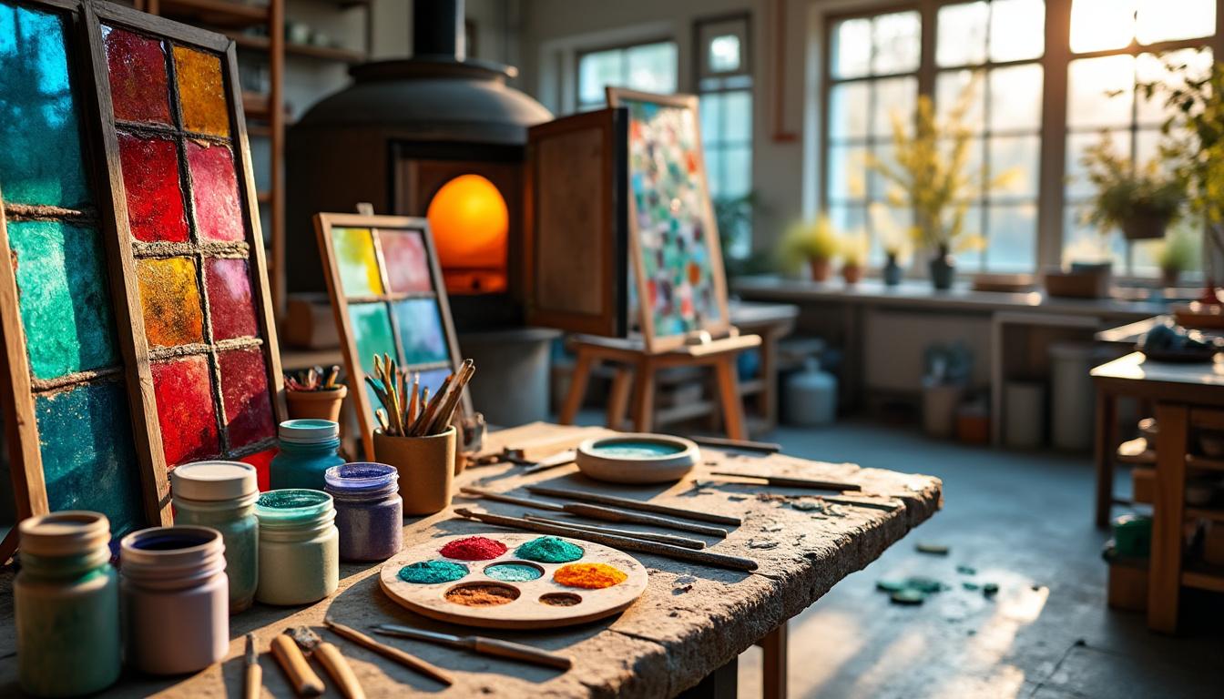 découvrez notre sélection d'outils et matériaux de qualité pour la peinture sur verre, le vitrail, tiffany et le fusing. tout pour vos créations artistiques en verre.