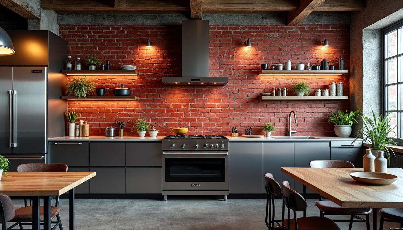 apportez une touche d'élégance industrielle à votre cuisine avec un revêtement mural en aluminium effet brique rouge, alliant style moderne et robustesse pour une crédence unique et durable.