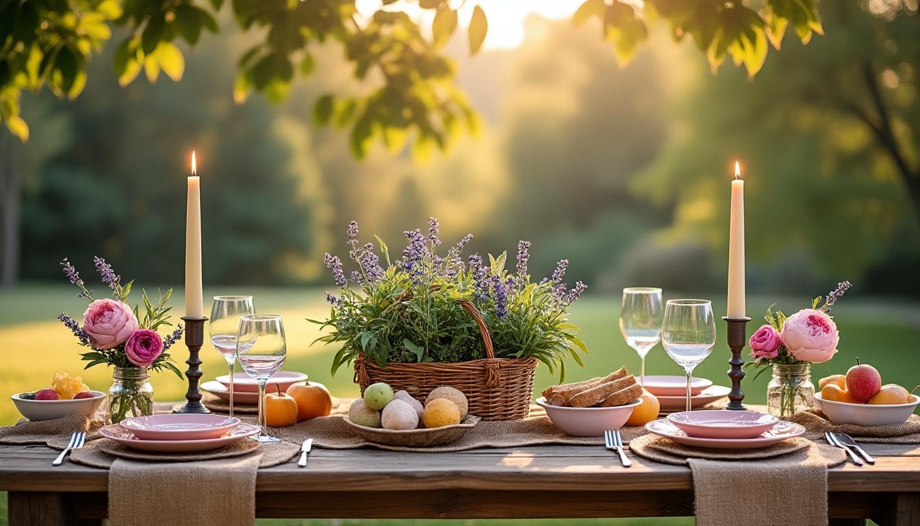 découvrez une table de communion au charme bucolique, alliant élégance naturelle et ambiance champêtre pour célébrer ce moment unique en famille.