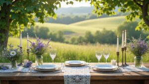 découvrez une table de communion au charme bucolique, alliant élégance naturelle et ambiance champêtre pour une célébration inoubliable.