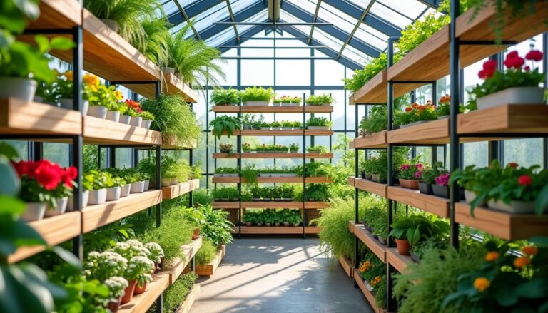 découvrez des supports d'étagères ingénieux pour optimiser l'espace de votre serre de jardin et favoriser la croissance de vos plantes.