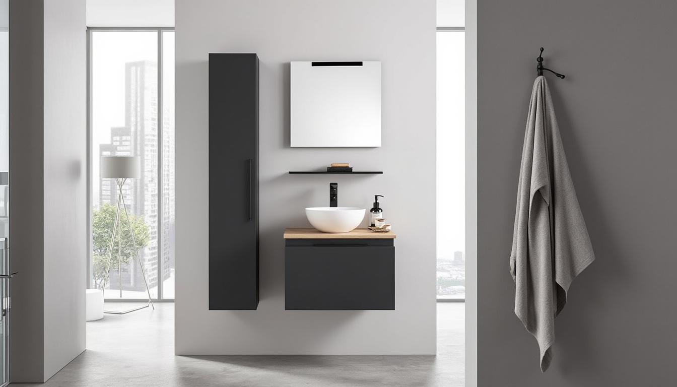 découvrez l'ensemble meuble vasque 70 cm avec vasque diego, miroir sorrento et colonne will, alliant élégance et fonctionnalité pour une salle de bain moderne et harmonieuse.