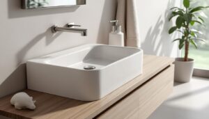 découvrez le meuble lave-mains avec vasque blanche design atoll, alliant élégance et fonctionnalité pour sublimer votre espace salle de bain avec style et praticité.