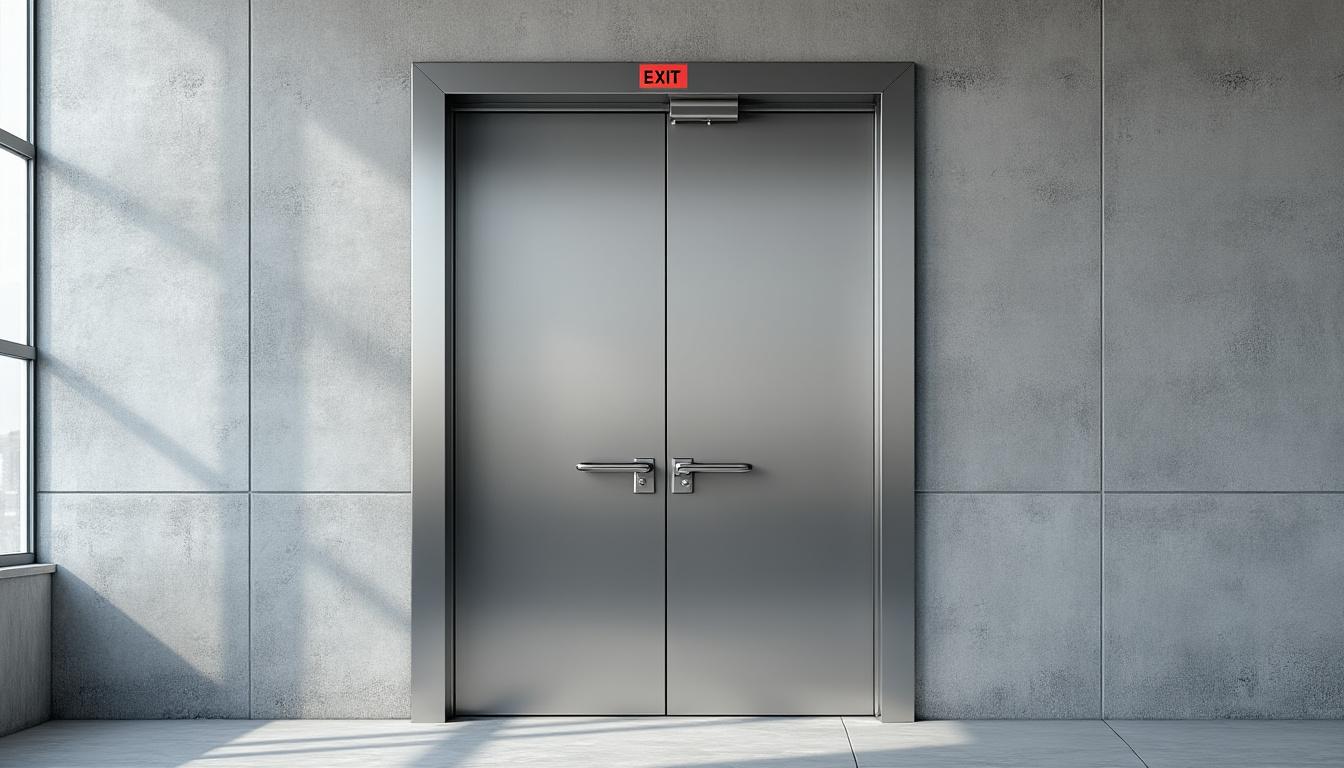 porte aluminium 1 vantail sécurisée, idéale pour issue de secours, alliant robustesse et conformité aux normes de sécurité pour une protection optimale.