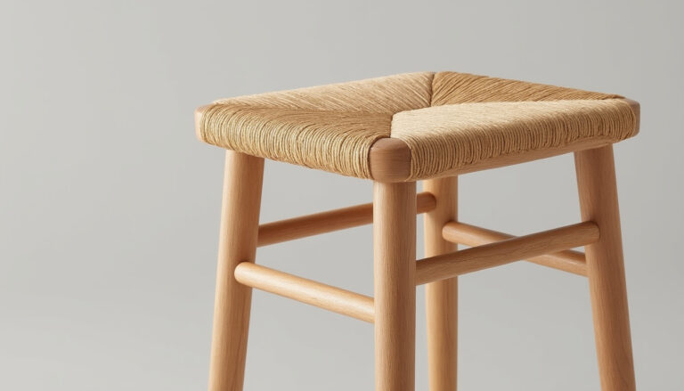 découvrez le tabouret roucou, alliant élégance et naturel avec son bois authentique et son assise en corde camel, parfait pour sublimer votre intérieur.