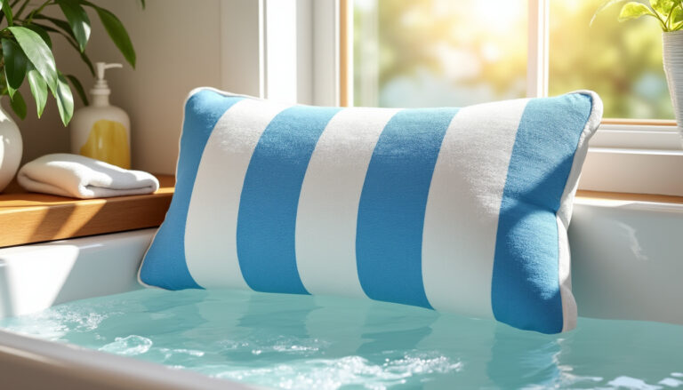 découvrez notre coussin de bain aux rayures bayadères bleu et blanc, idéal pour un bain confortable et ensoleillé. apportez une touche élégante et relaxante à vos moments de détente.