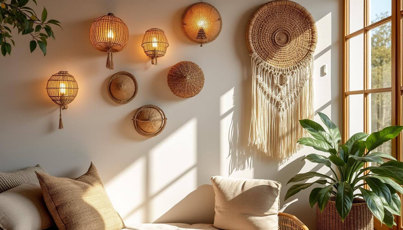 apportez une touche bohème et chaleureuse à votre intérieur avec notre décoration murale en rotin et bambou, alliant charme naturel et élégance intemporelle.