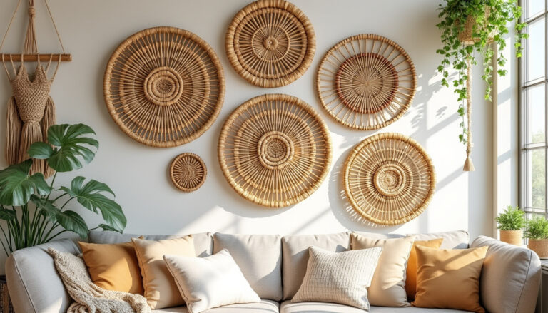 apportez une touche bohème et naturelle à votre intérieur avec notre sélection de décorations murales en rotin et bambou, alliant charme et authenticité.