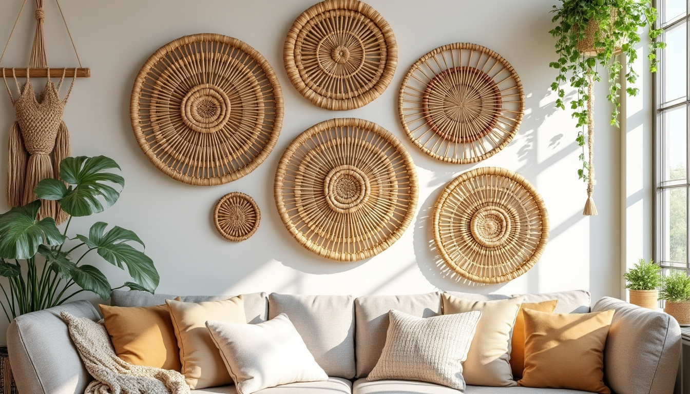 apportez une touche bohème et naturelle à votre intérieur avec notre sélection de décorations murales en rotin et bambou, alliant charme et authenticité.