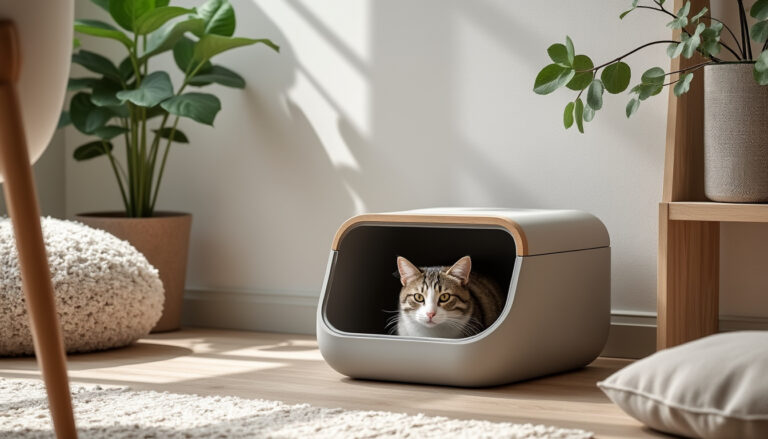 découvrez notre litière design et élégante, la maison de toilette idéale alliant style et confort pour votre chat. parfaite pour un intérieur moderne.