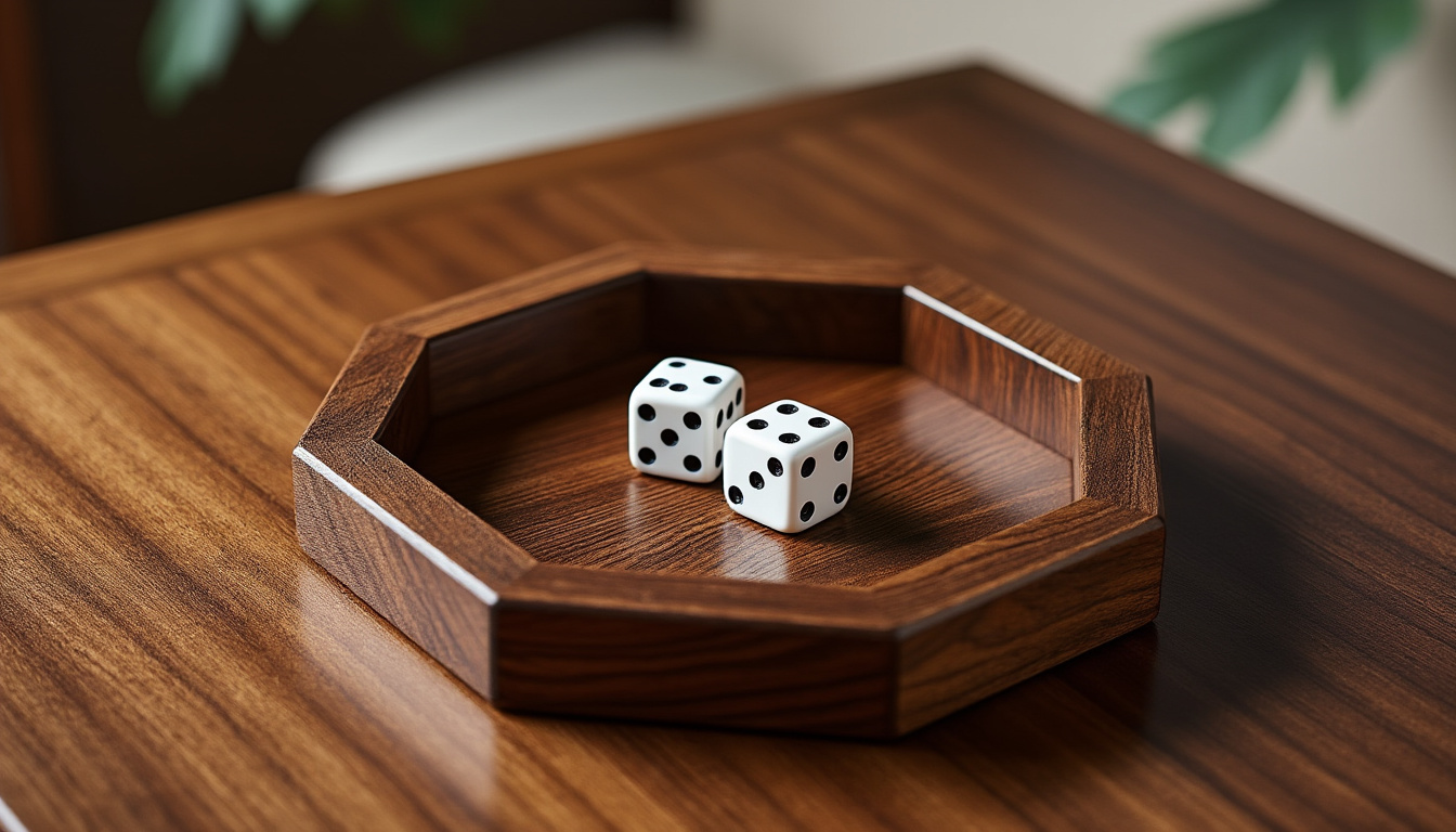 découvrez notre piste de dés octogonale en bois marron, un accessoire de jeu au design luxueux alliant élégance et qualité pour des parties inoubliables.