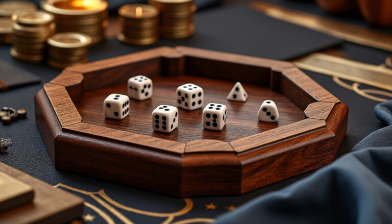 découvrez notre piste de dés octogonale en bois marron, l'accessoire de jeu alliant élégance et design luxueux pour des parties inoubliables.